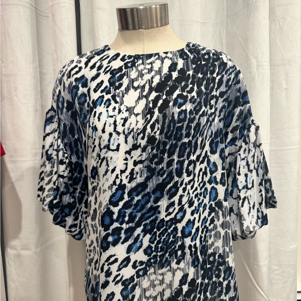 Slate & Willow Blue and Black Patterned Blouse